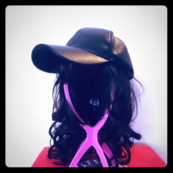 Bundle 2 HATS! 2 Navy blue faux leather adjustable baseball caps/ trucker/ Dad - Picture 7 of 16